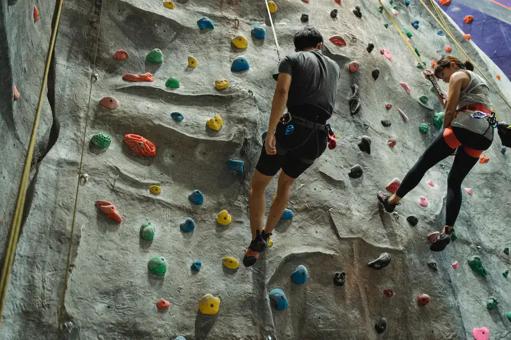Climbers checking in at the front desk of Northface Climbing